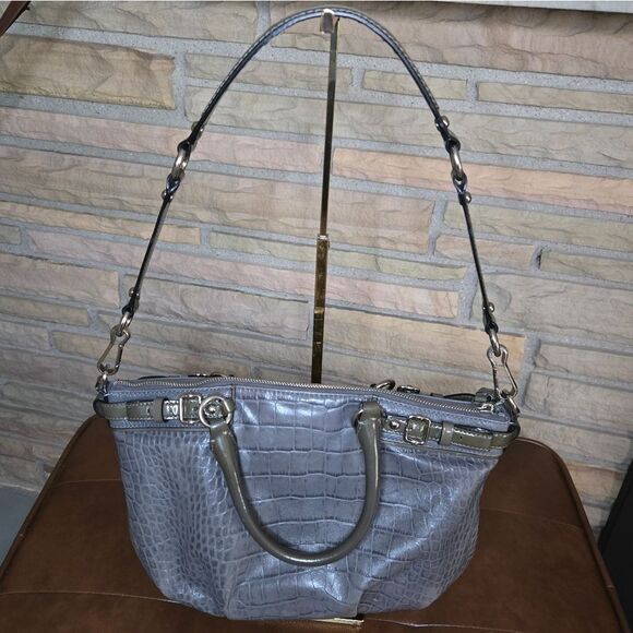 🐢 COACH Sophia.  Gray Croc Embossed Chain Link Versitile Bag - Picture 14 of 14
